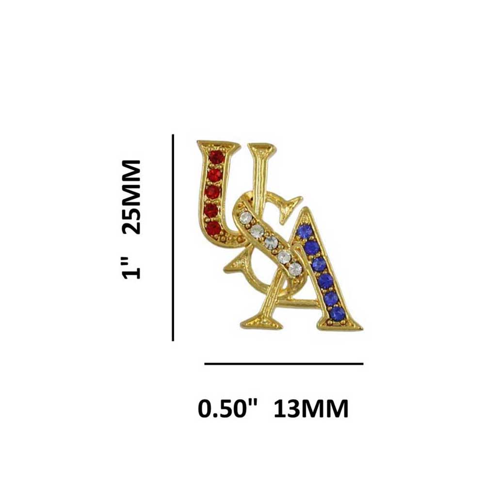 Gold Patriotic Red White Blue USA Pierced Earring - PRF304E - Lilylin Designs