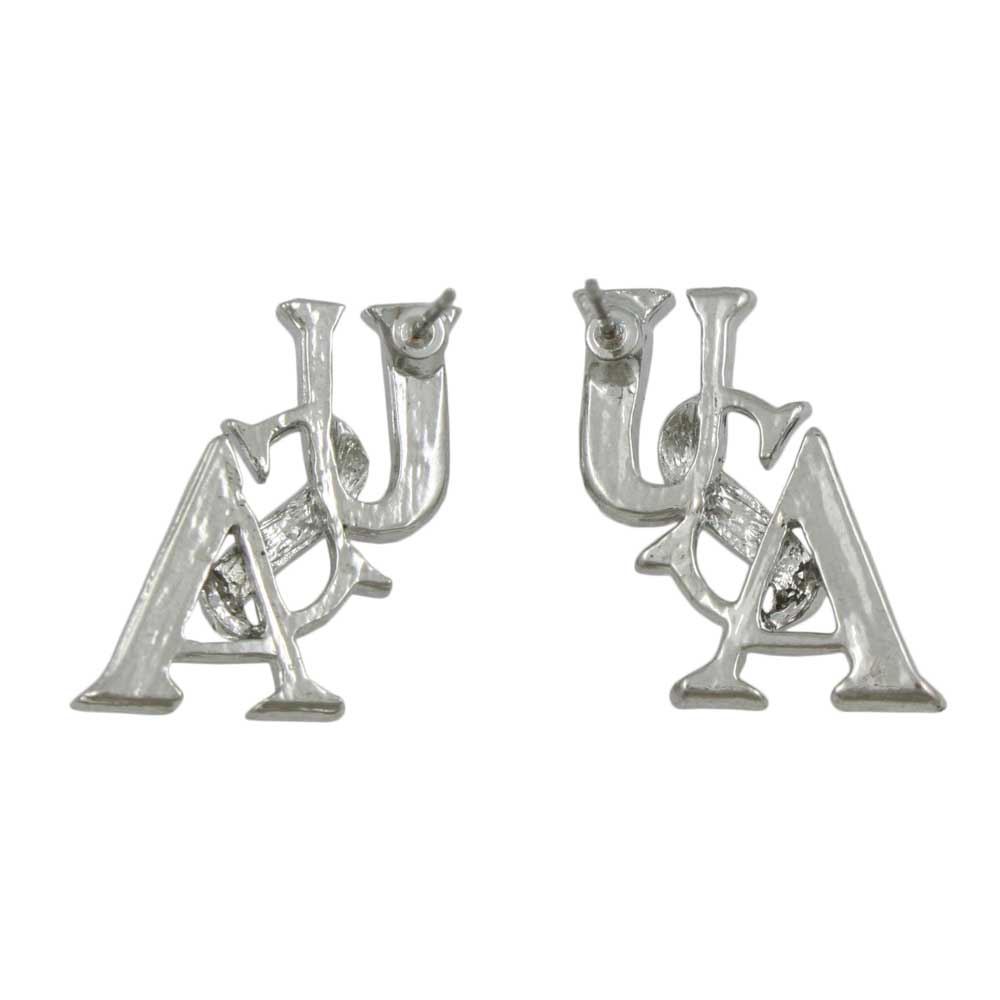 Silver Patriotic Red White Blue USA Pierced Earring - PRF304SE - Lilylin Designs