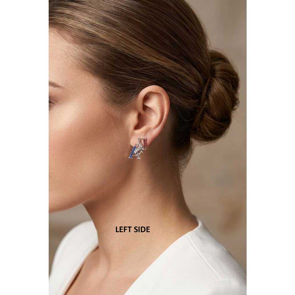 Silver Patriotic Red White Blue USA Pierced Earring - PRF304SE