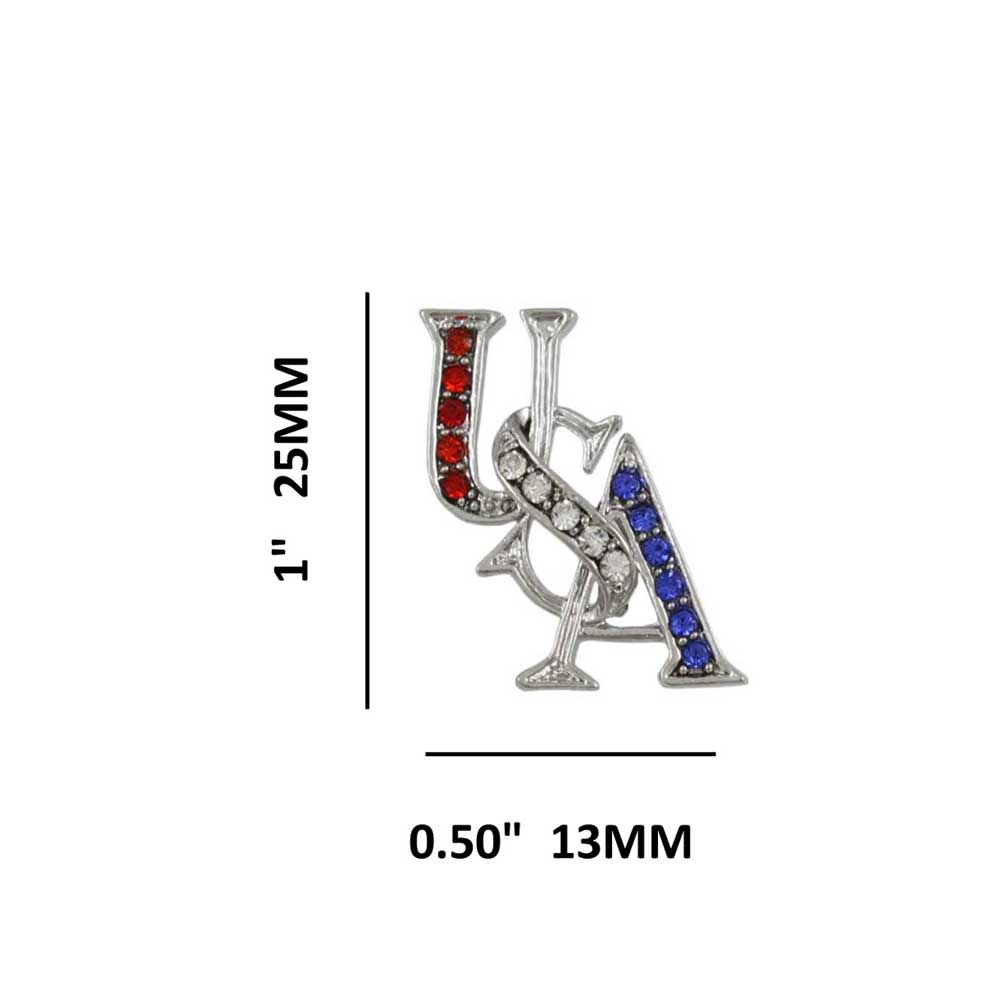Silver Patriotic Red White Blue USA Pierced Earring - PRF304SE - Lilylin Designs