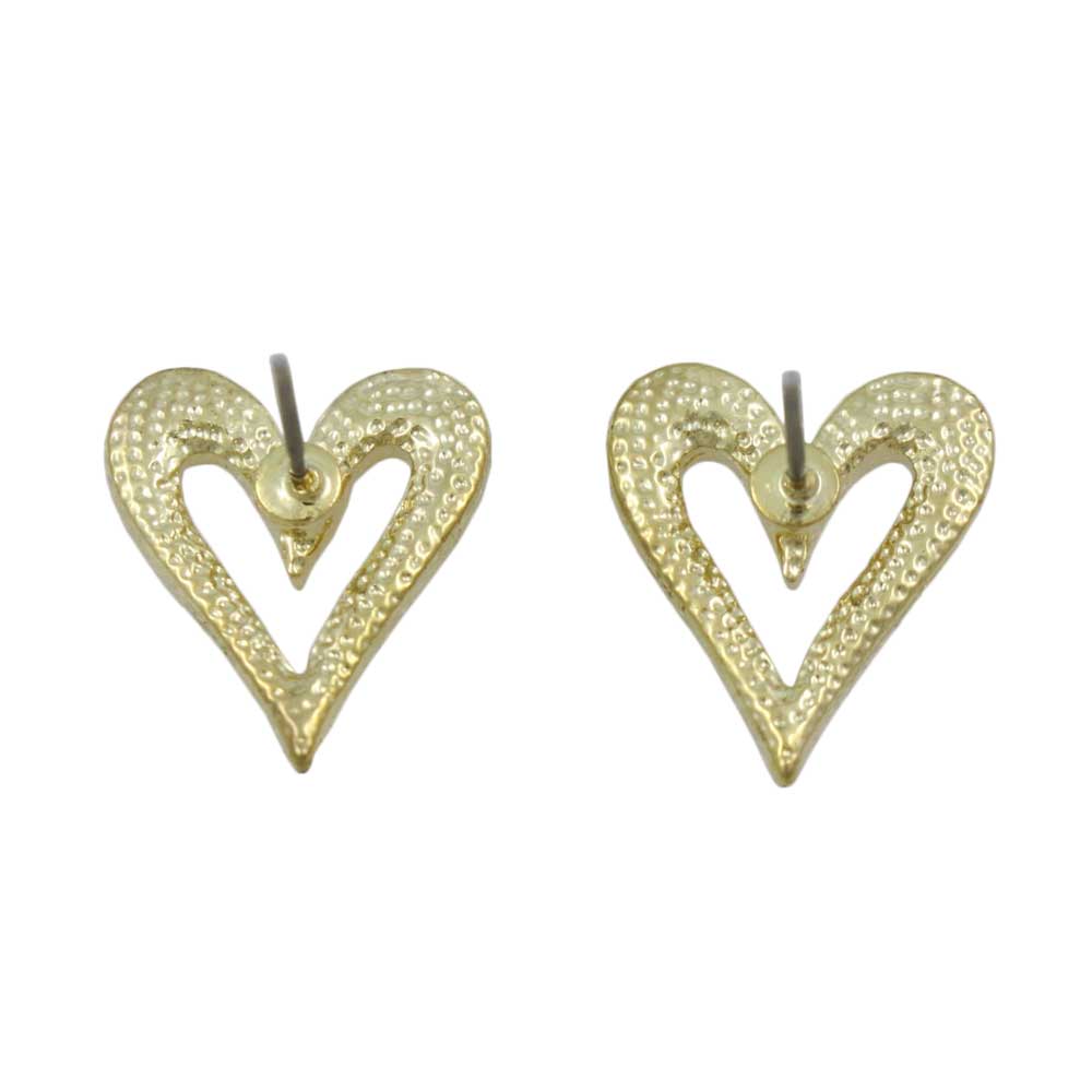Gold with Red Crystals Elongated Heart Pierced Earring - PRF320E - Lilylin Designs