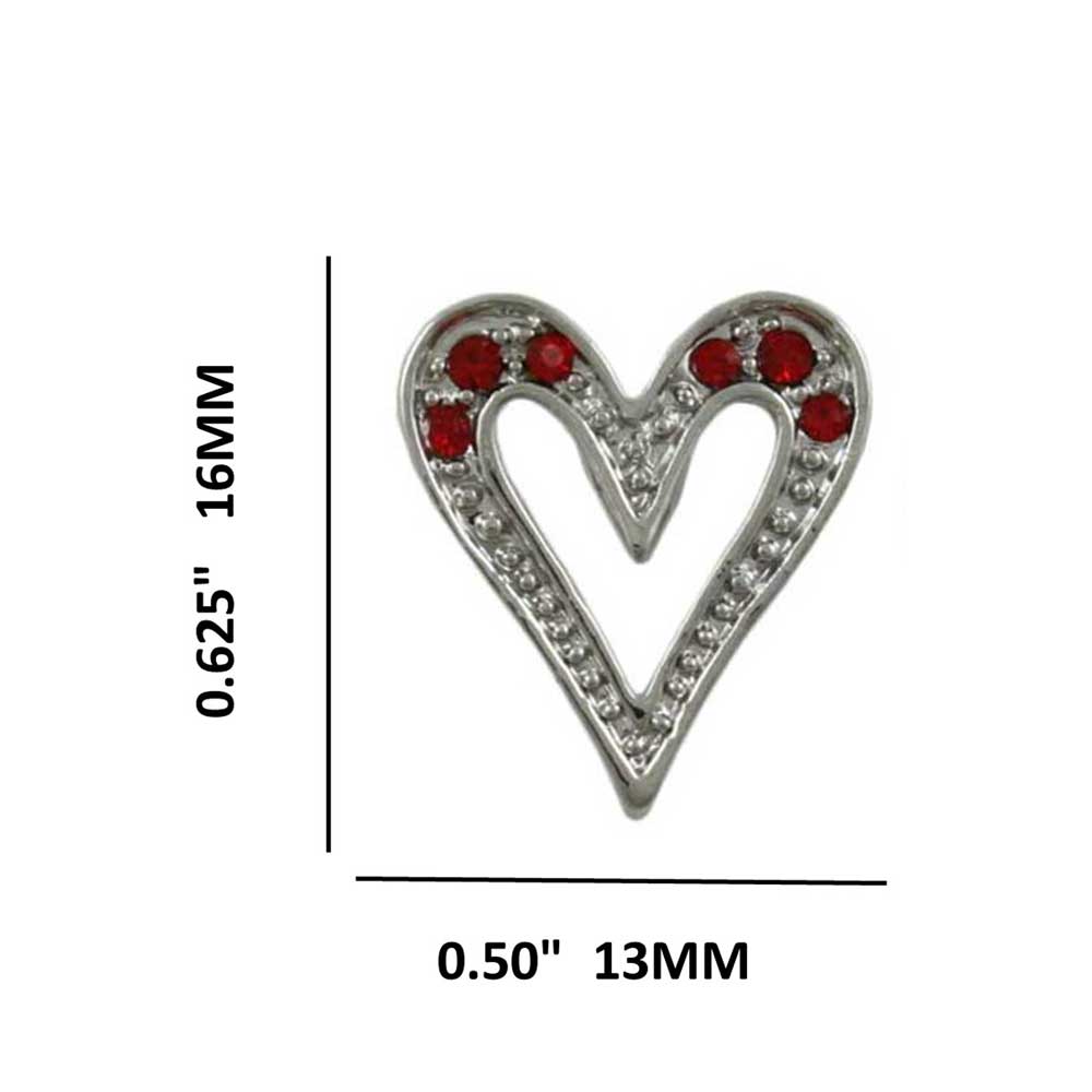 Silver with Red Crystals Elongated Heart Pierced Earring - PRF320SE - Lilylin Designs