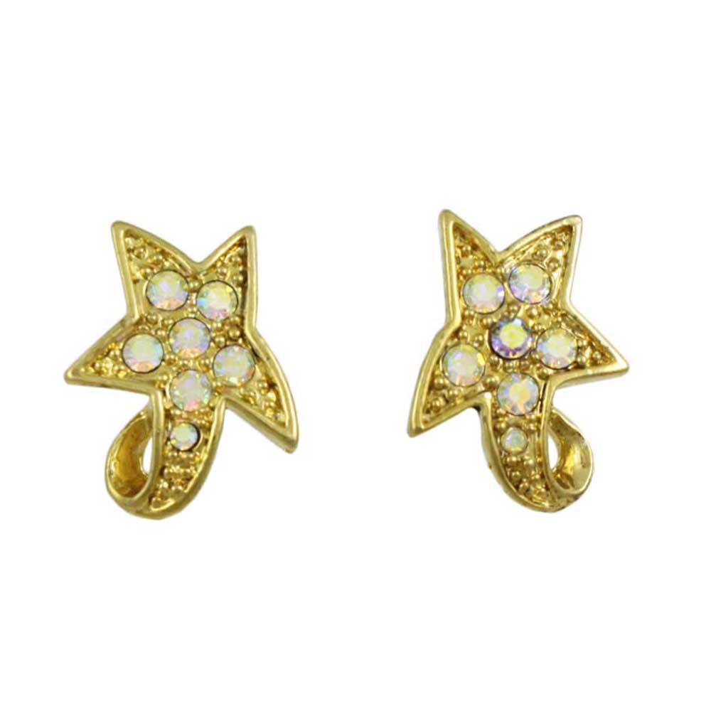 Aurora Borealis Crystals Shooting Star Pierced Earring - PRF321E - Lilylin Designs