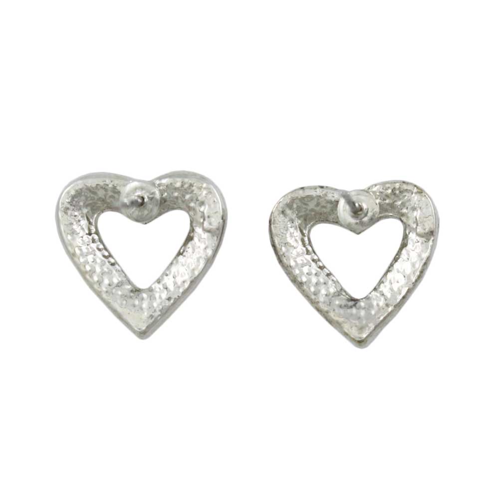 Red Crystal Open Heart Stud Pierced Earring - PRF322SE - Lilylin Designs