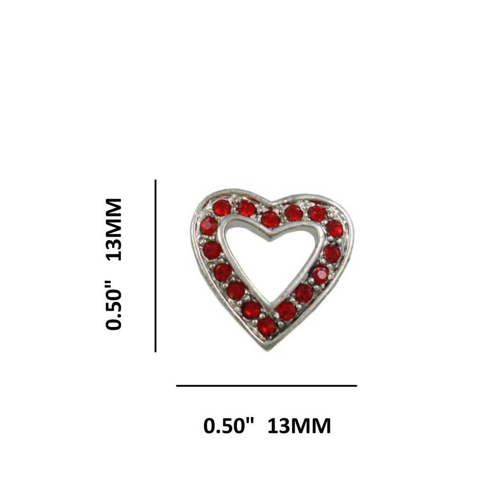Red Crystal Open Heart Stud Pierced Earring - PRF322SE - Lilylin Designs