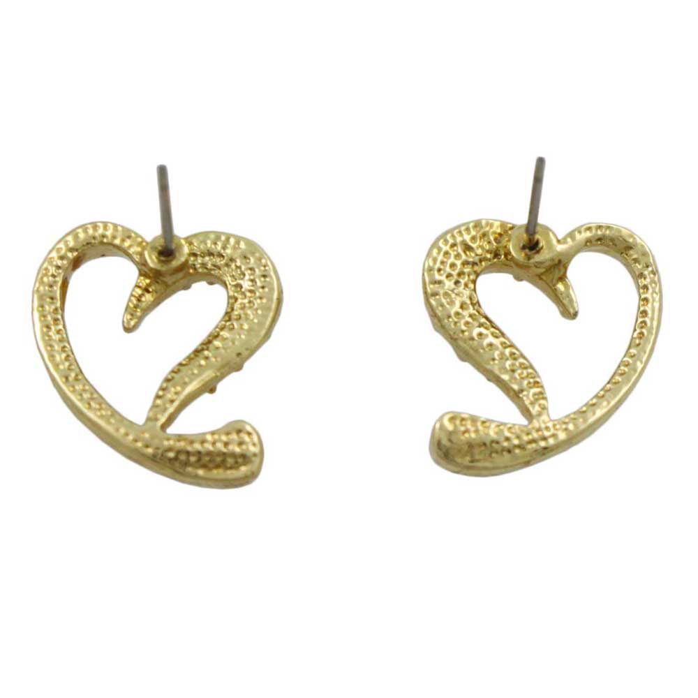 Gold with Red Crystals Stylized Heart Pierced Earring - PRF323E - Lilylin Designs