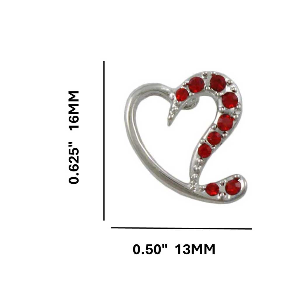 Silver with Red Crystals Stylized Heart Pierced Earring - PRF323SE - Lilylin Designs