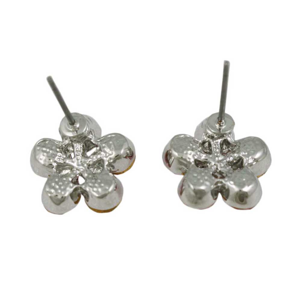 Pink Crystal Daisy with Dark Pink Center Stud Earring - PRF324SE - Lilylin Designs