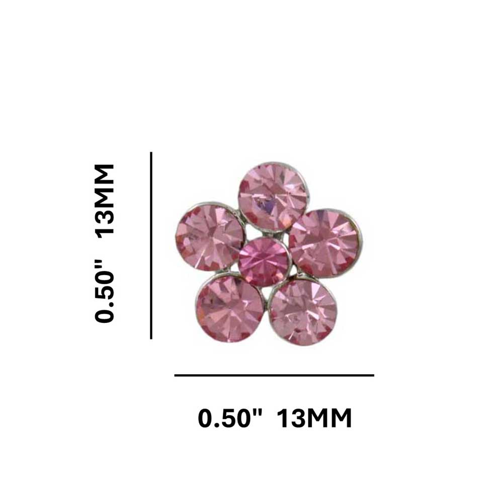 Pink Crystal Daisy with Dark Pink Center Stud Earring - PRF324SE - Lilylin Designs
