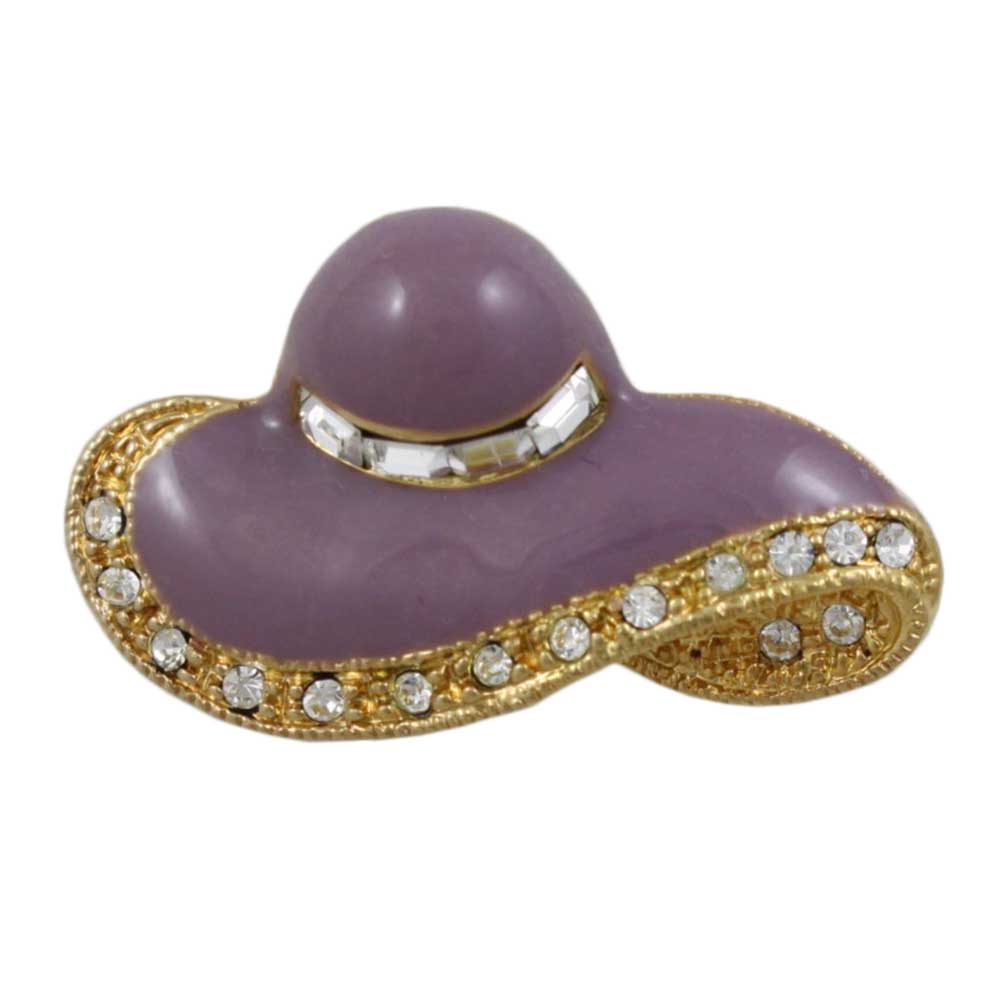 Lilylin Designs Purple Enamel and Crystal Lady's Hat Brooch Pin
