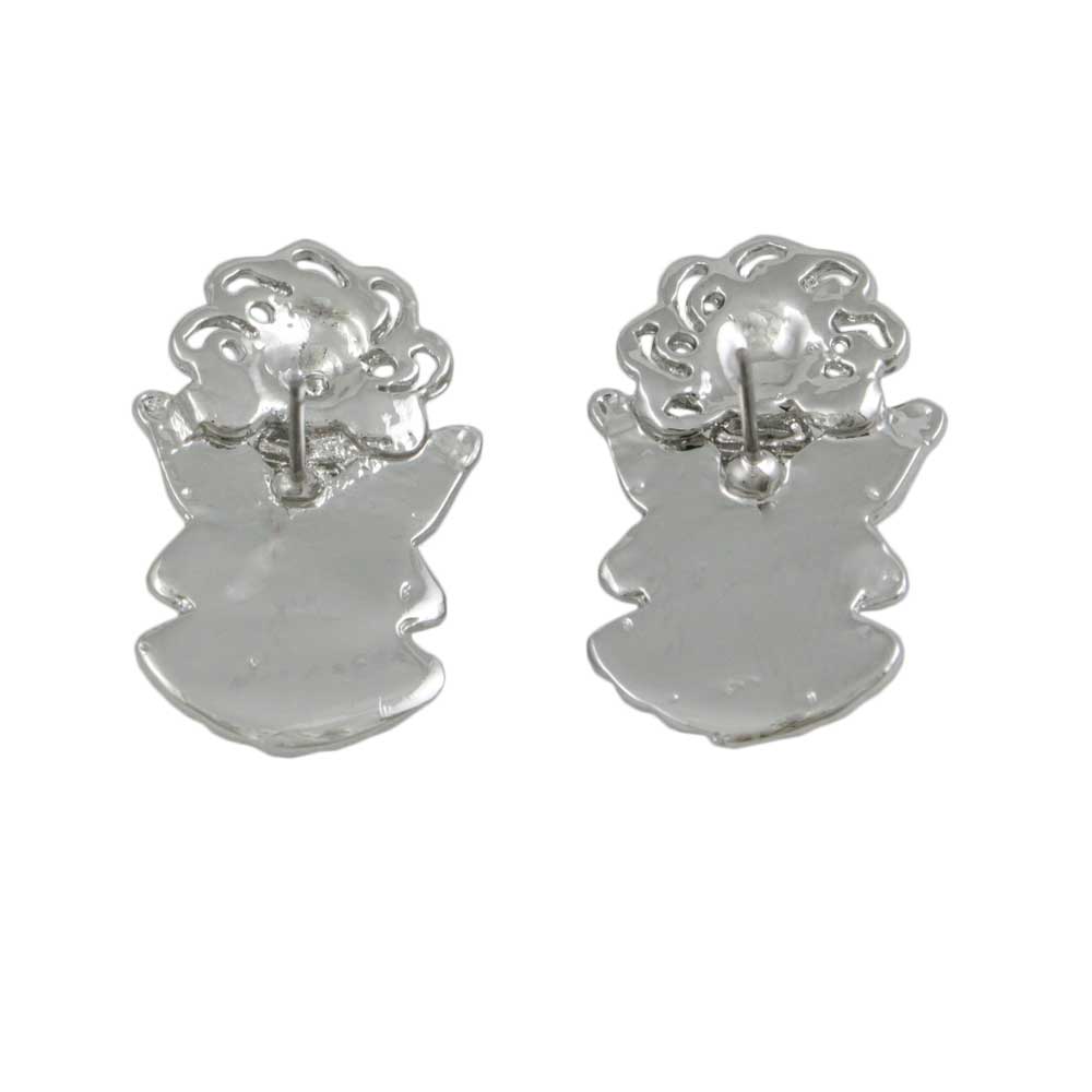 Crystal Angel with Bow and Large Wings Pierced Earring - PRF343E - Lilylin Designs