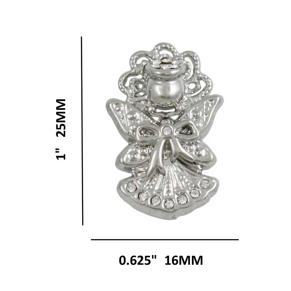 Crystal Angel with Bow and Large Wings Pierced Earring - PRF343E - Lilylin Designs