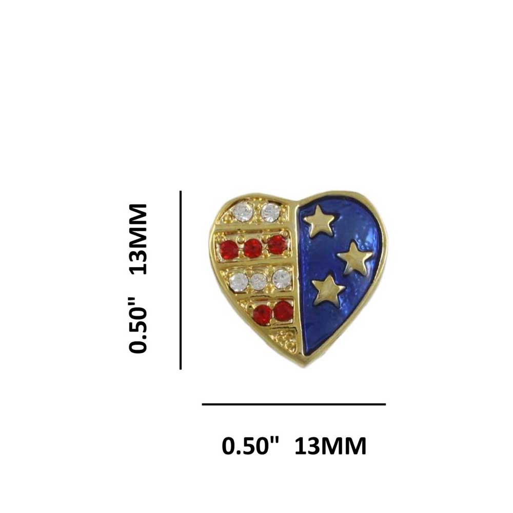 Gold Patriotic Red White Blue Heart Clip Earring - PRF354EC - Lilylin Designs