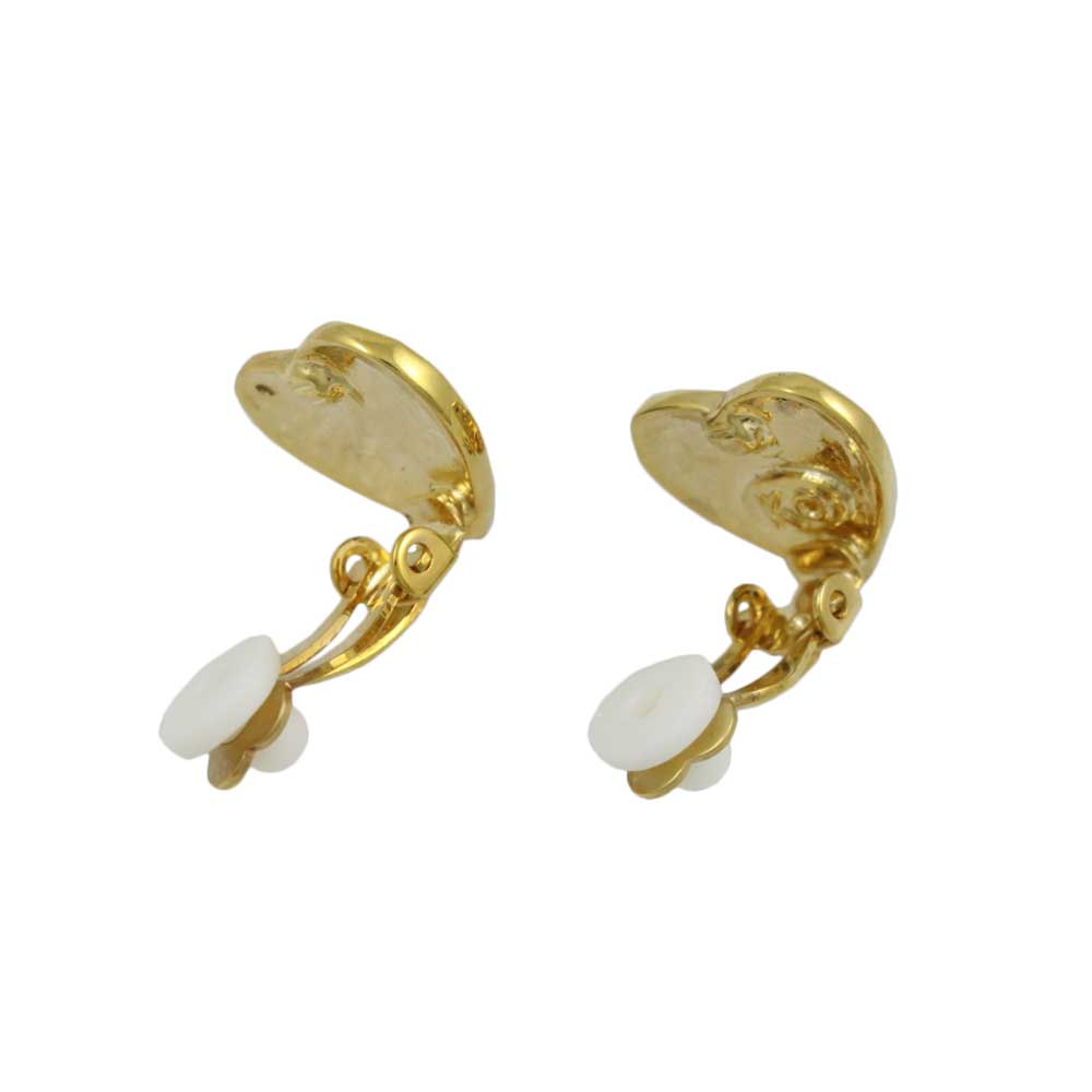 Gold Patriotic Red White Blue Heart Clip Earring - PRF354EC - Lilylin Designs