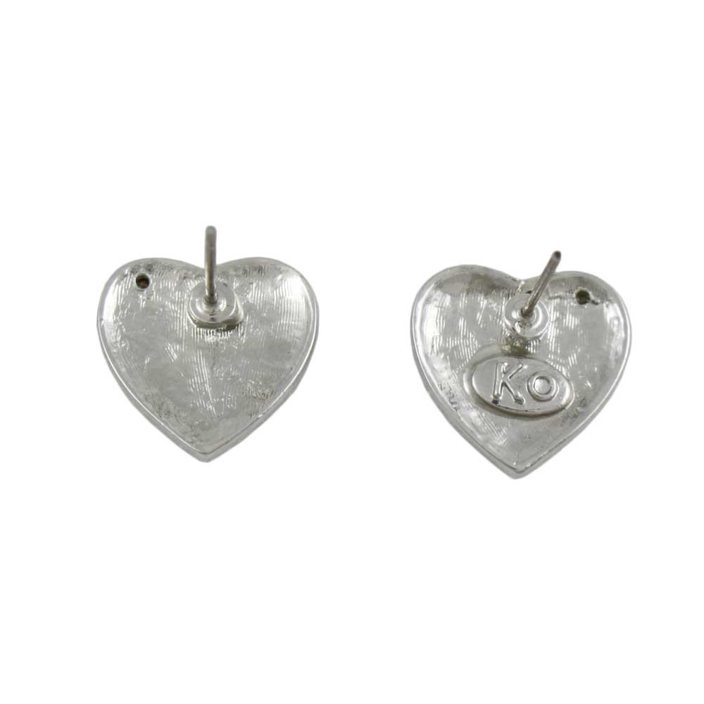 Silver Patriotic Red White Blue Heart Pierced Earring - PRF354SE - Lilylin Designs