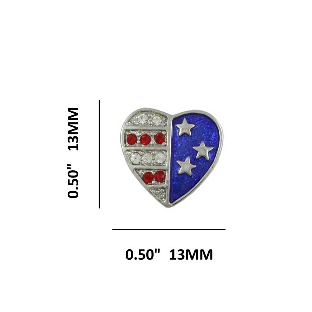Silver Patriotic Red White Blue Heart Pierced Earring - PRF354SE - Lilylin Designs