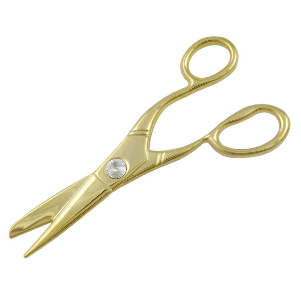 Lilylin Designs Large Gold-plated Scissors with Crystal Brooch Pin