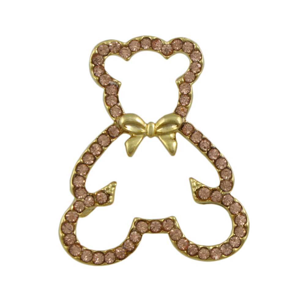 Light Brown Crystal Teddy Bear Brooch Pin - PRF413 - Lilylin Designs
