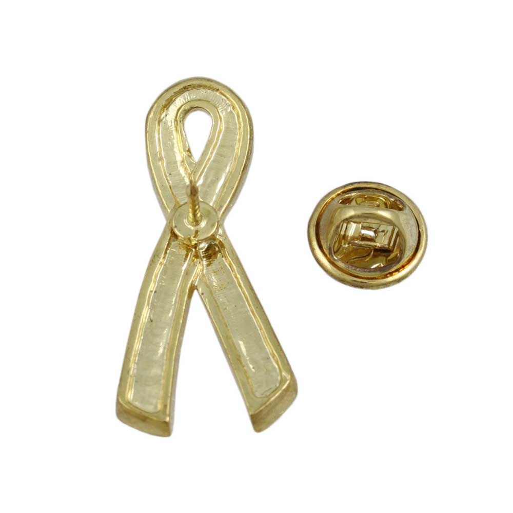 Light Pink Crystal Ribbon Lapel Pin - PRF416P - Lilylin Designs