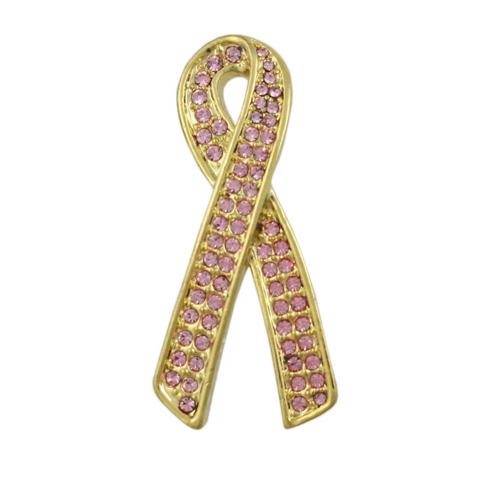 Light Pink Crystal Ribbon Lapel Pin - PRF416P - Lilylin Designs