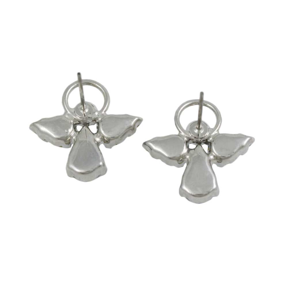 Blue Crystal Angel with Clear Wings Pierced Earring - PRF432E - Lilylin Designs