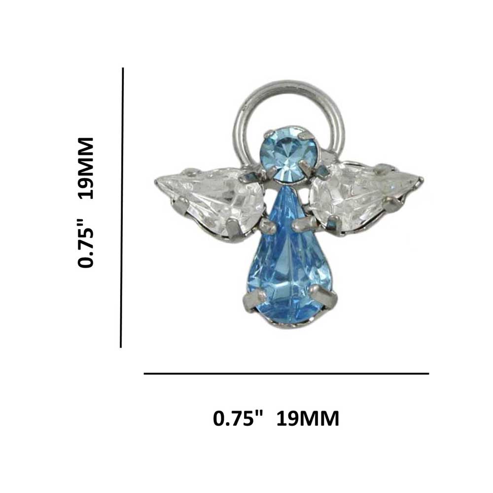 Blue Crystal Angel with Clear Wings Clip Earring - PRF432EC - Lilylin Designs