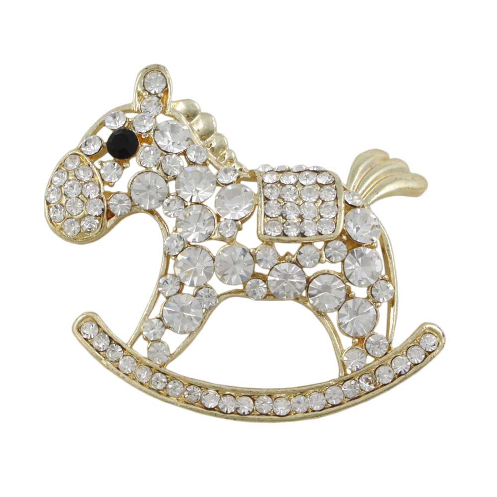 Crystal Rocking Horse Brooch Pin - PRF522 - Lilylin Designs