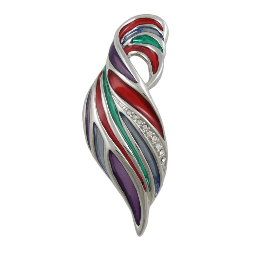 Lilylin Designs Colorful Enamel and Crystal Wave Brooch Pin