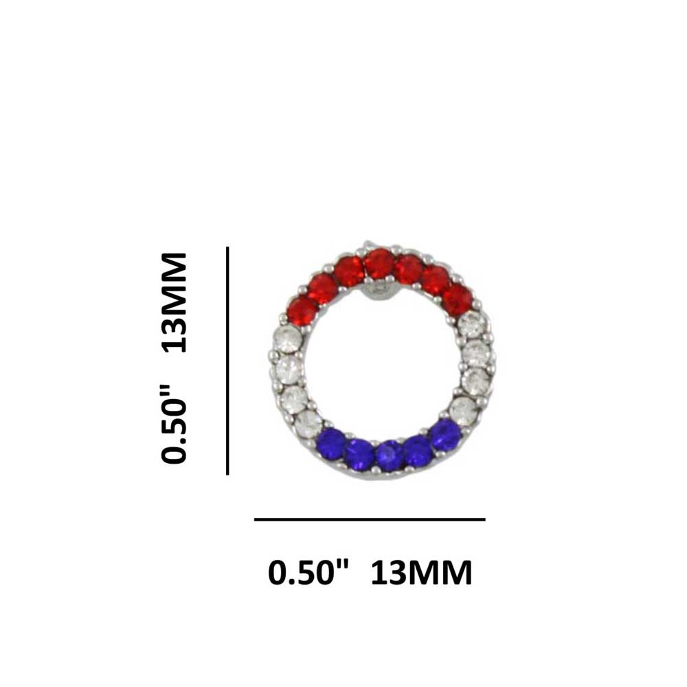 Red White Blue Crystal Infinity Circle Pierced Earring - PRF727PE - Lilylin Designs
