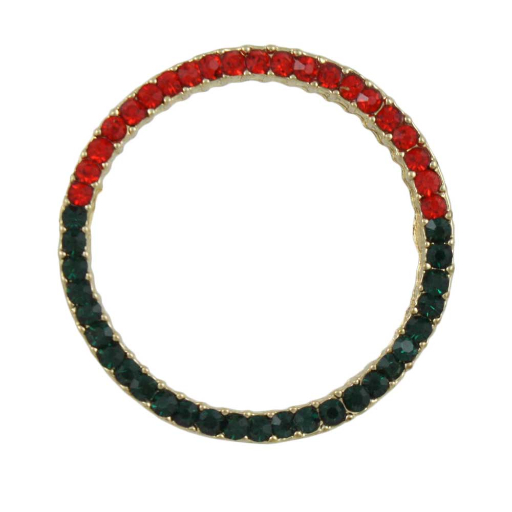Red and Green Crystal Infinity Circle Christmas Brooch Pin - PRF727RG - Lilylin Designs
