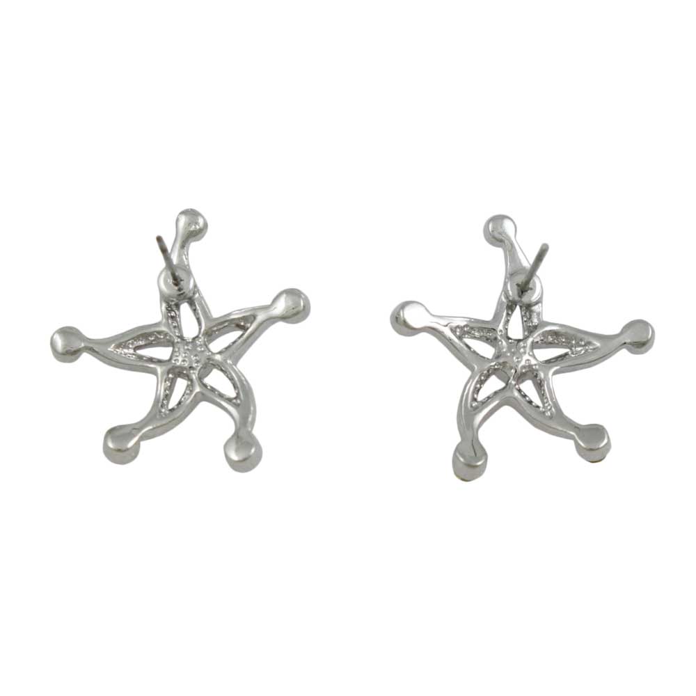 Red and Blue Crystal Patriotic Star Pierced Earring - PRF761E - Lilylin Designs