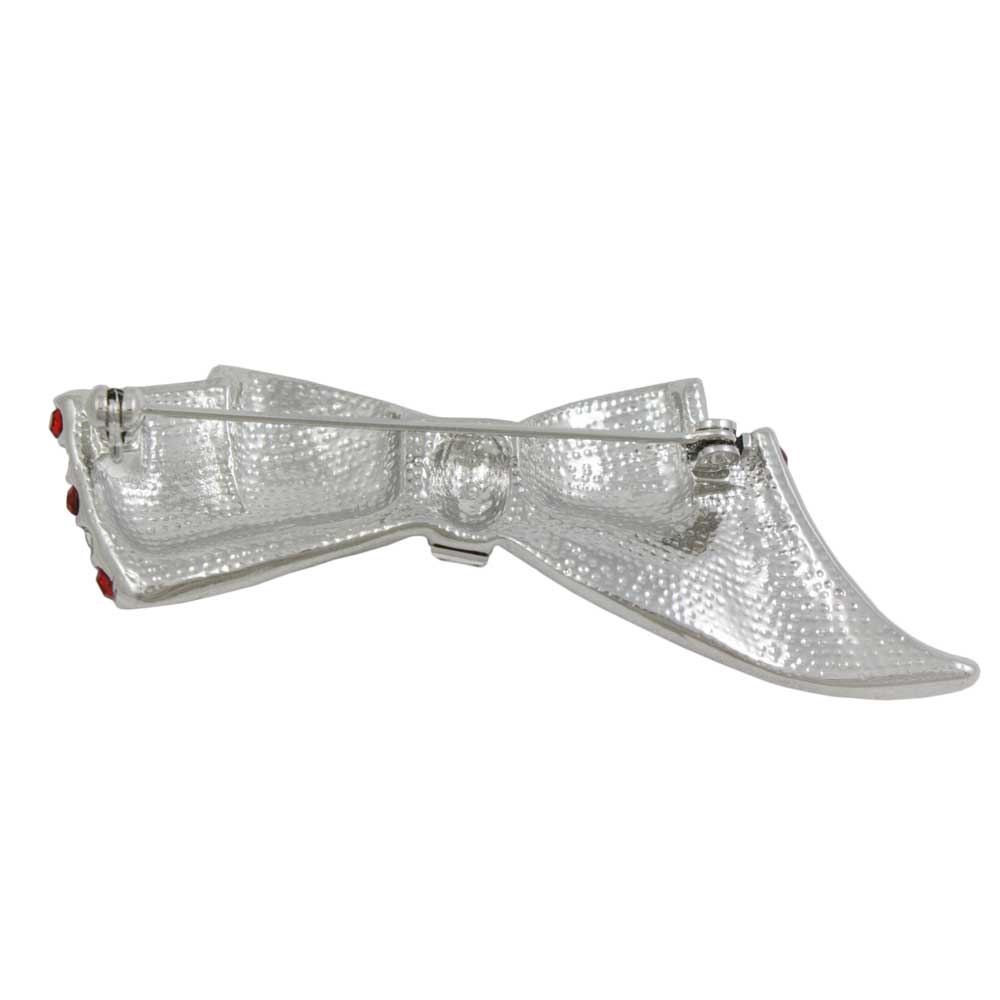 Silver Red White Blue Patriotic Bow Brooch Pin - PRF846S - Lilylin Designs