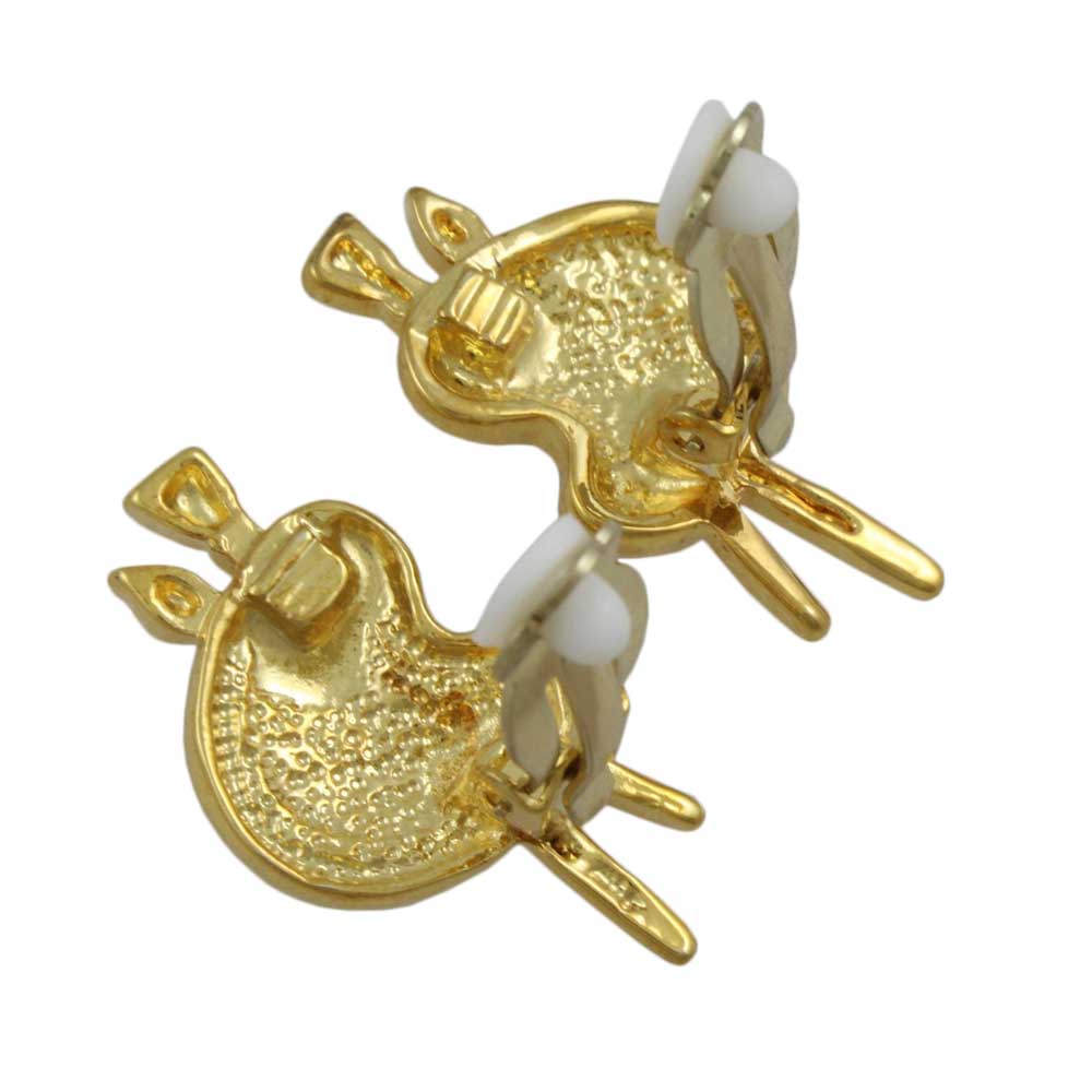 Gold Artist Palette with Colorful Paint Blobs Clip Earring - PRF908E - Lilylin Designs