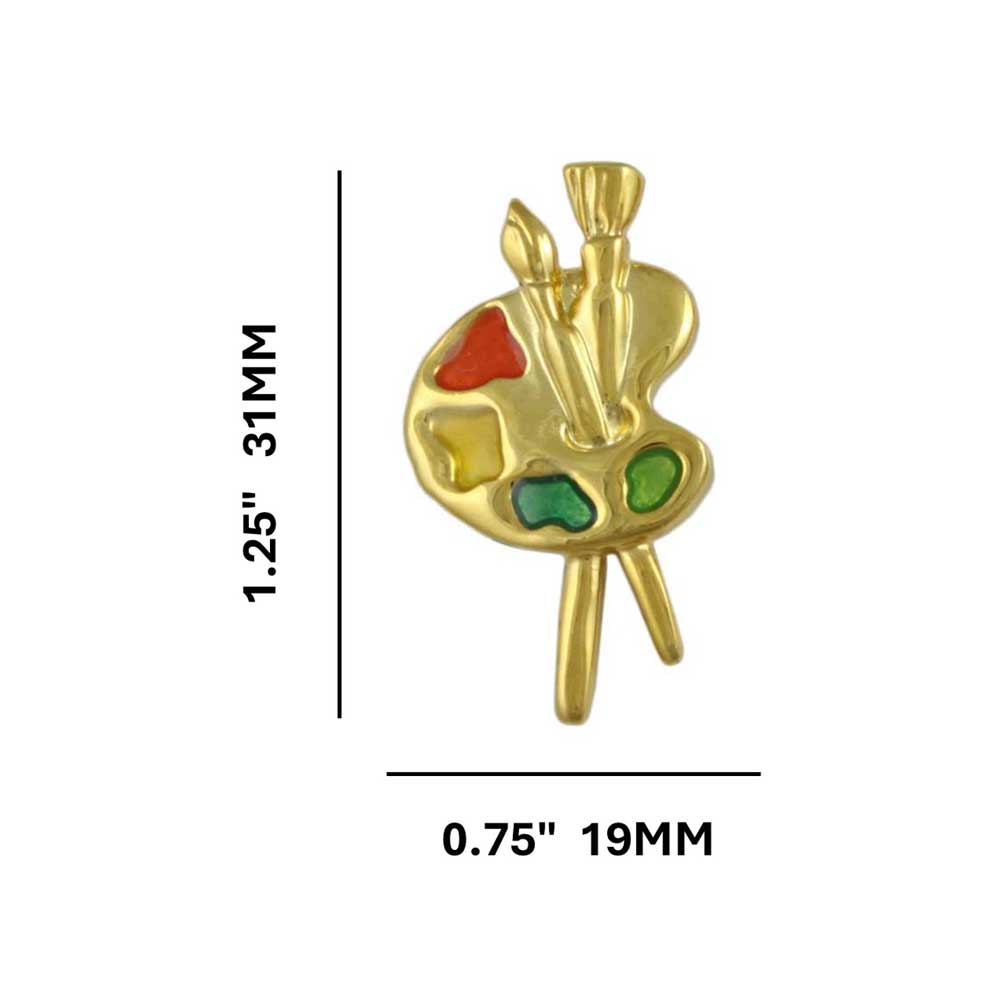Gold Artist Palette with Colorful Paint Blobs Clip Earring - PRF908E - Lilylin Designs