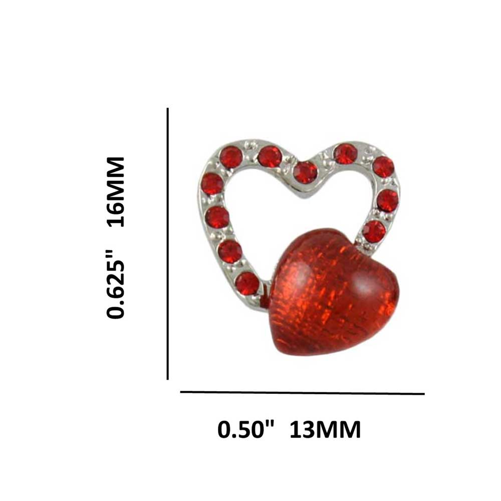 Red Crystal and Acrylic Heart Pierced Earring - PRH135E - Lilylin Designs