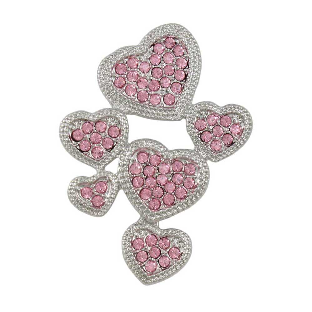 Lilylin Designs Pink Crystal Small and Medium Hearts Brooch Pin