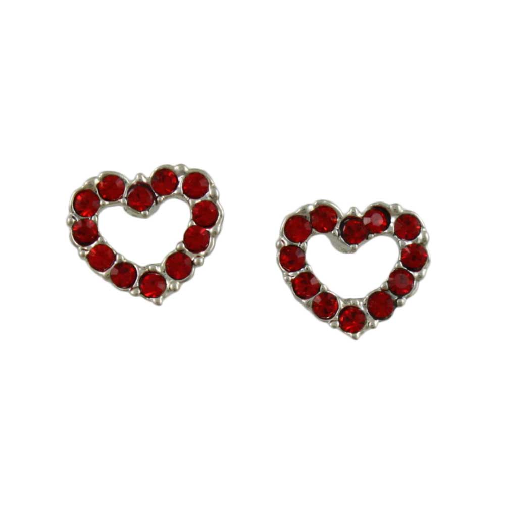 Small Red Crystal Heart Pierced Earring - PRH833E - Lilylin Designs