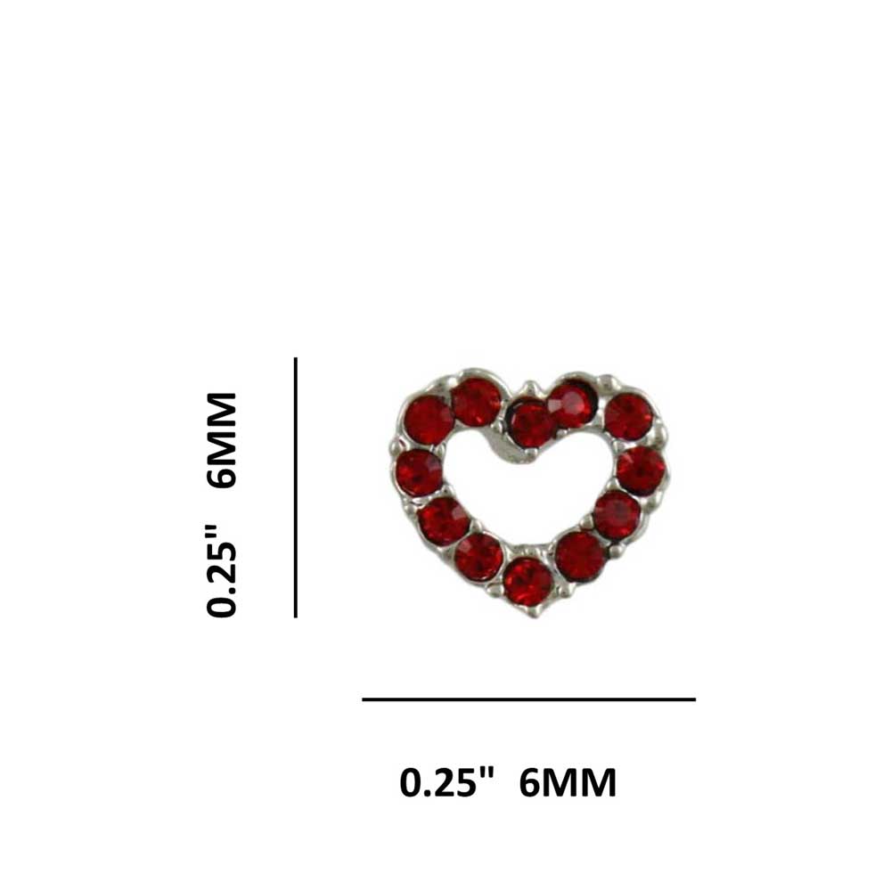Small Red Crystal Heart Pierced Earring - PRH833E - Lilylin Designs
