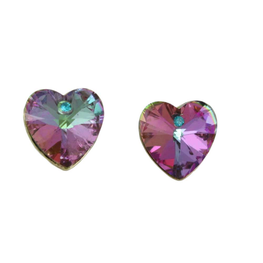 Small Sparkling Purple Heart Stud Pierced Earring - PRH837ES - Lilylin Designs