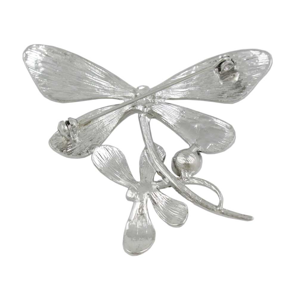 Black and White Double Dragonflies Brooch Pin - PRI078E - Lilylin Designs