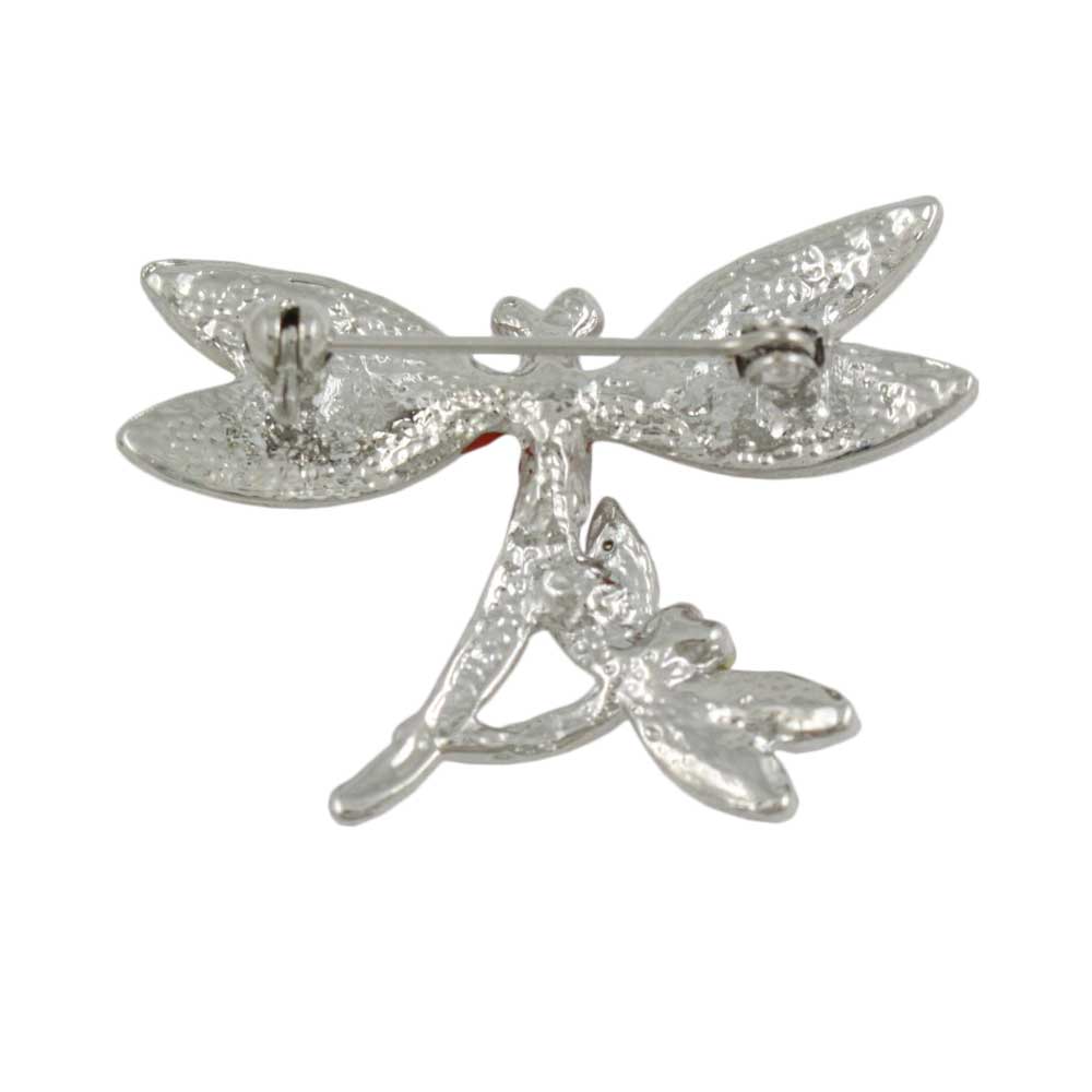 Orange and Pink Dragonfly Duo Brooch Pin - PRI078F - Lilylin Designs