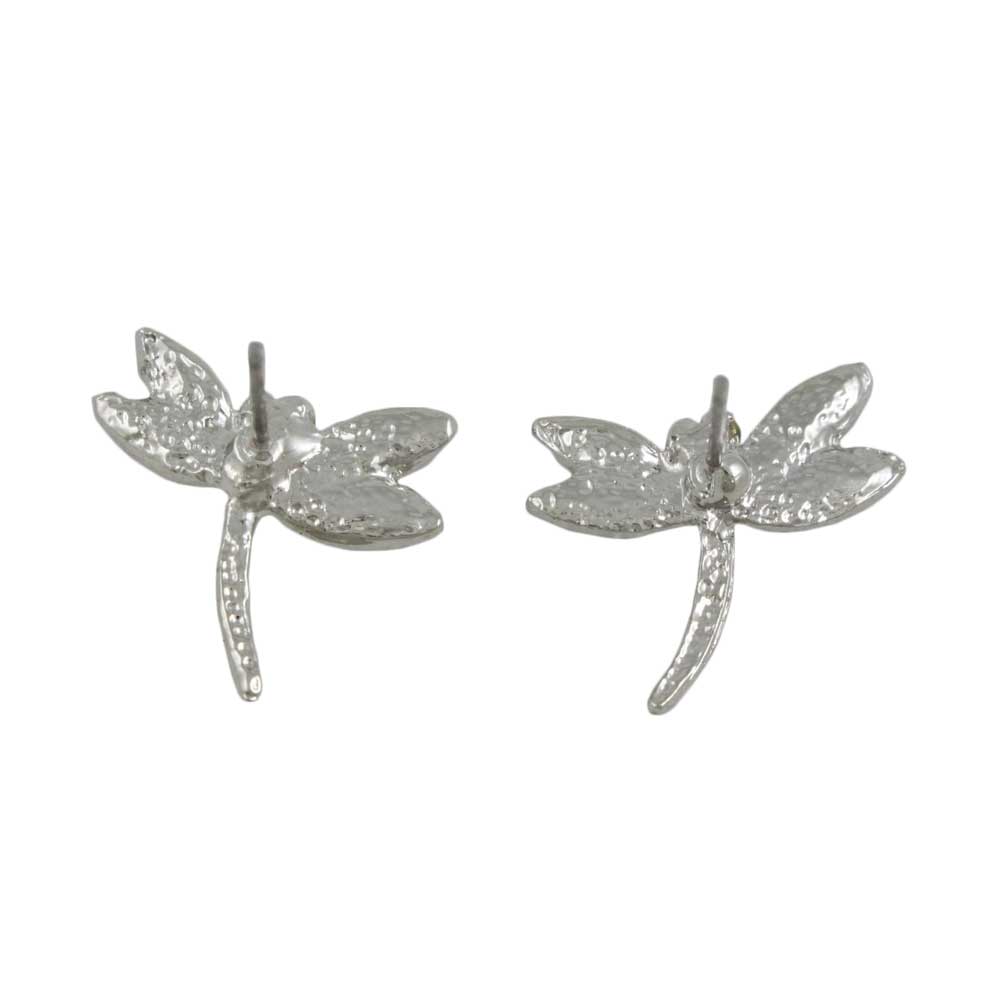 Pink Crystal Dragonfly Stud Pierced Earring - PRI078FE - Lilylin Designs