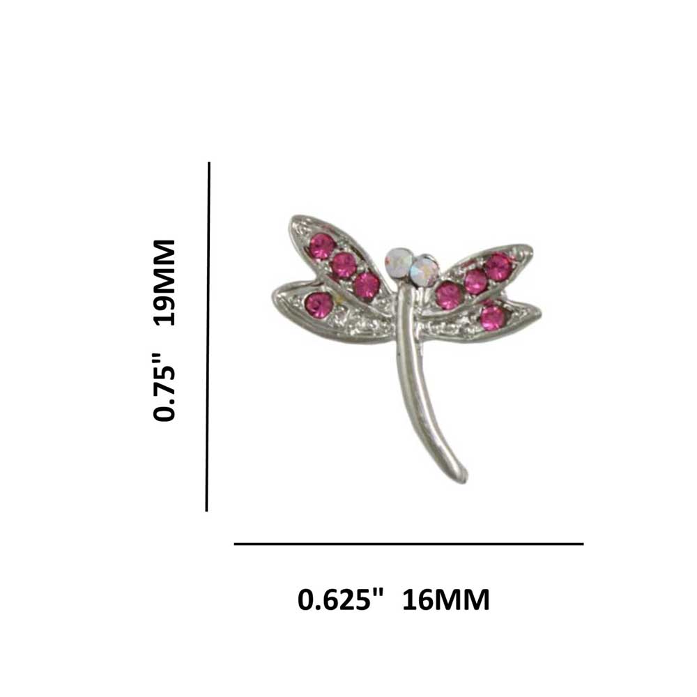 Pink Crystal Dragonfly Stud Pierced Earring - PRI078FE - Lilylin Designs