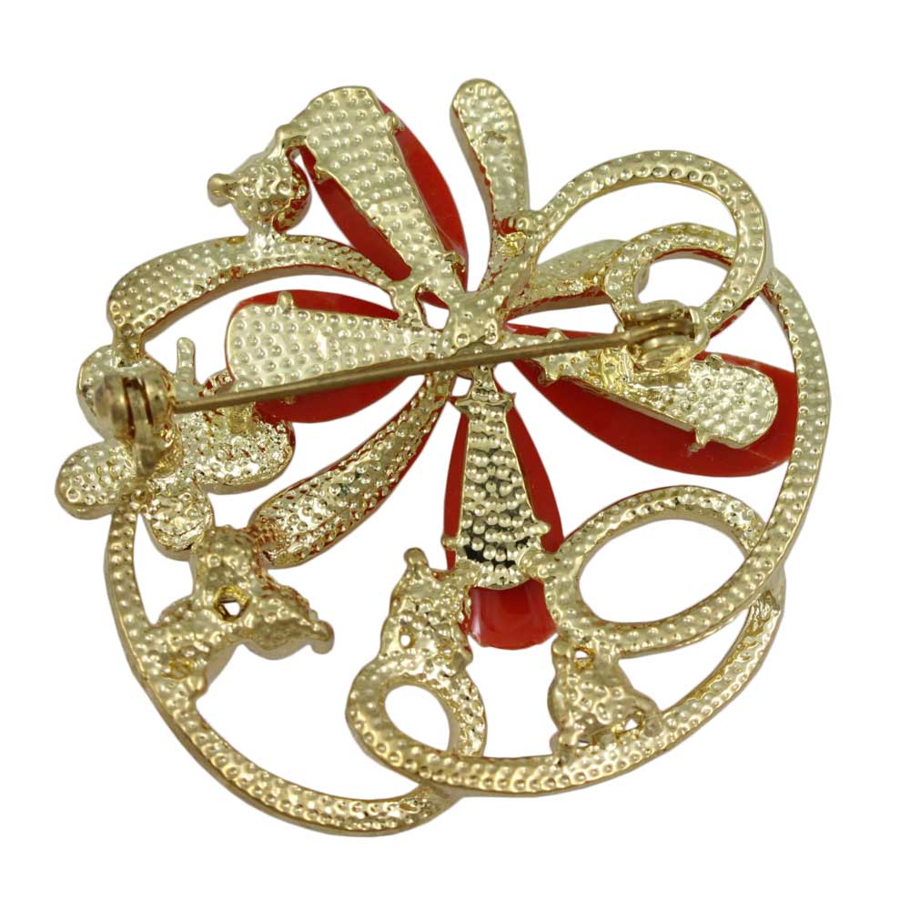Orange Resin and Crystal Butterflies Brooch Pin - PRI081P - Lilylin Designs