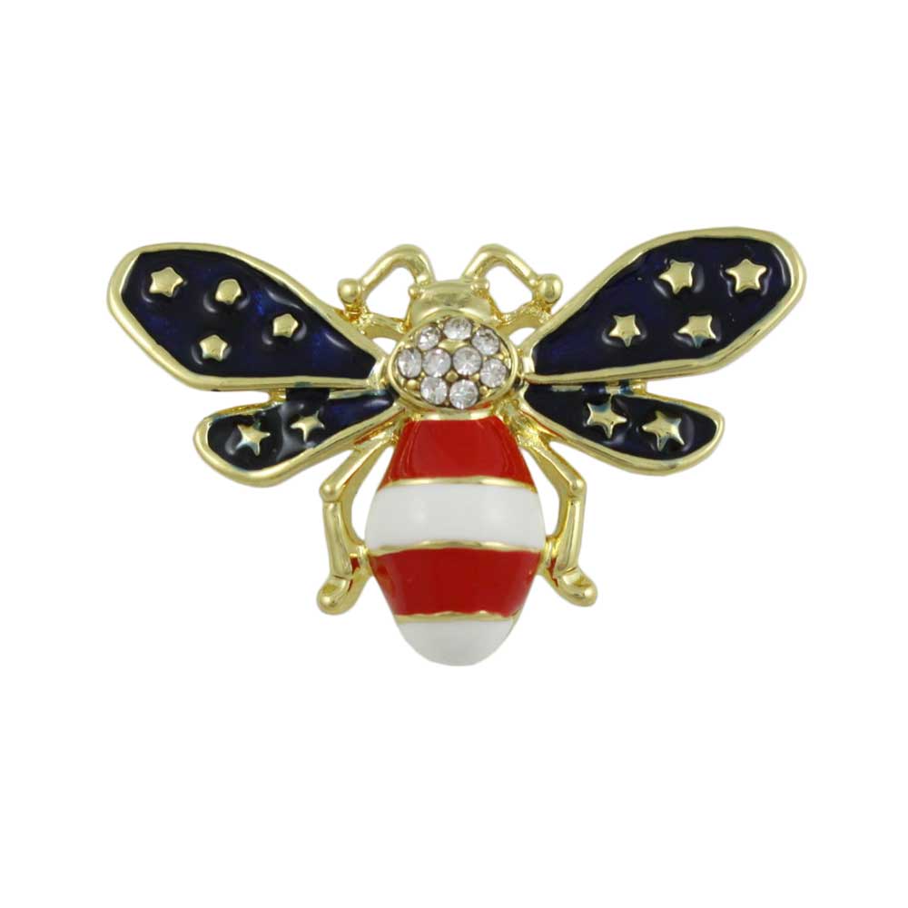 Lilylin Designs Patriotic Red White and Blue Bee Jewelry Brooch Pin 