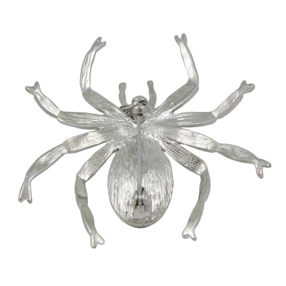 Silver - tone with Black Diamond Crystal Spider Brooch Pin - PRI302 - Lilylin Designs