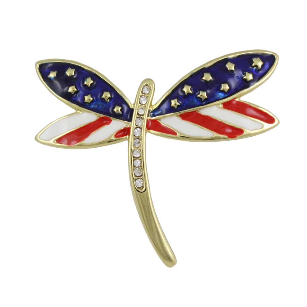 Lilylin Designs Patriotic Red White and Blue Dragonfly Brooch Pin 