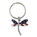 Keychain with dragonfly design featuring American flag colors on a white background - Lilylin Designs