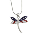 Red White and Blue Dragonfly Pendant with Chain on white background | Lilylin Designs