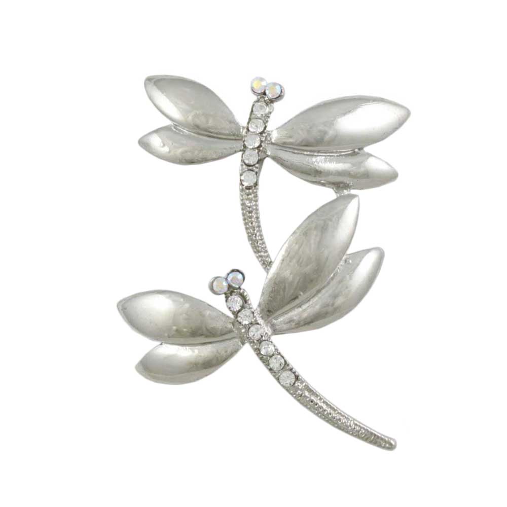 Lilylin Designs Silver Crystal Double Dragonflies Brooch Pin